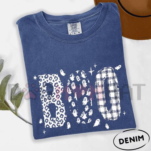 Comfort Colors® Halloween Boo Leopard Print Graphic T-Shirt