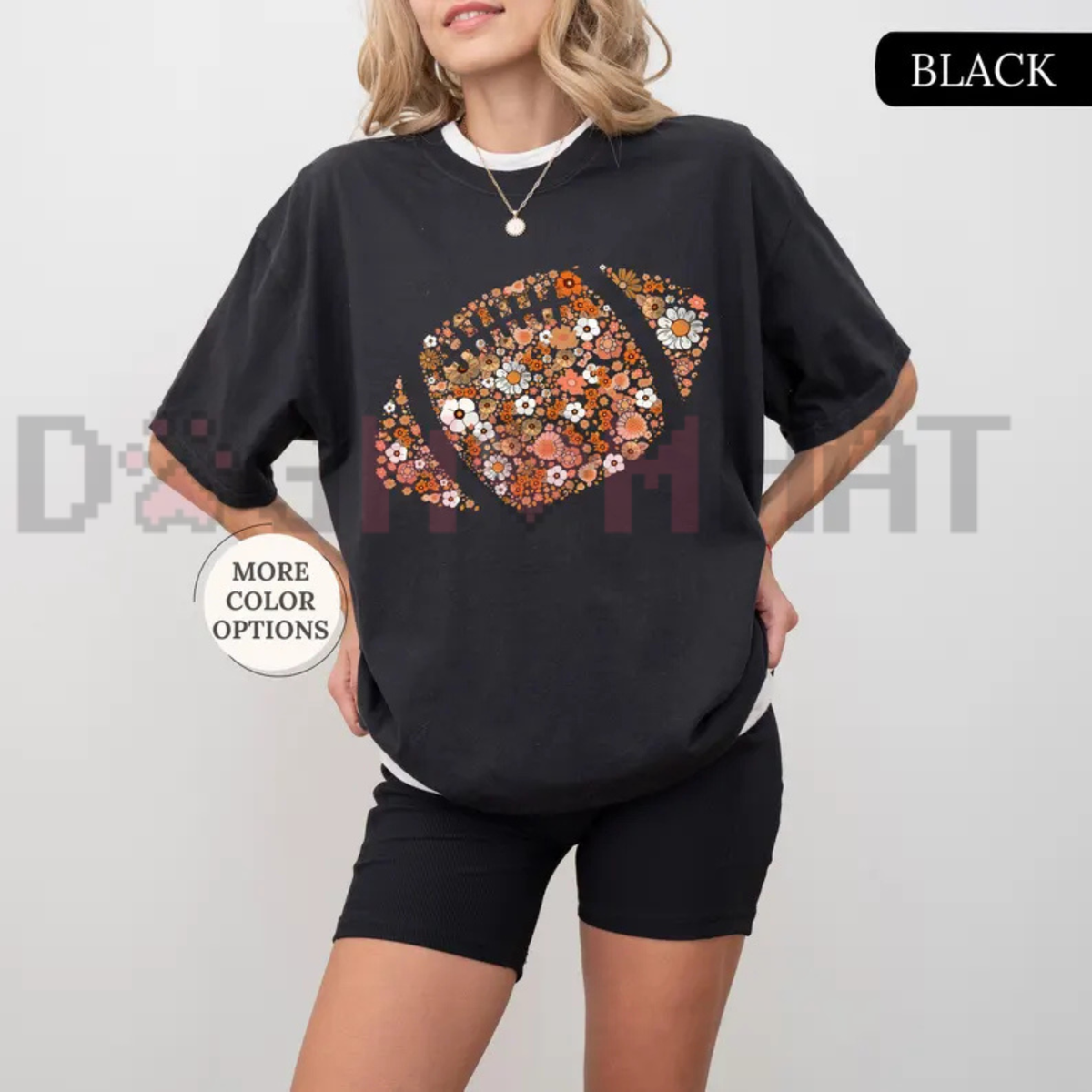 Comfort Colors® Floral Football Shirt - Game Day Touch Down Tee