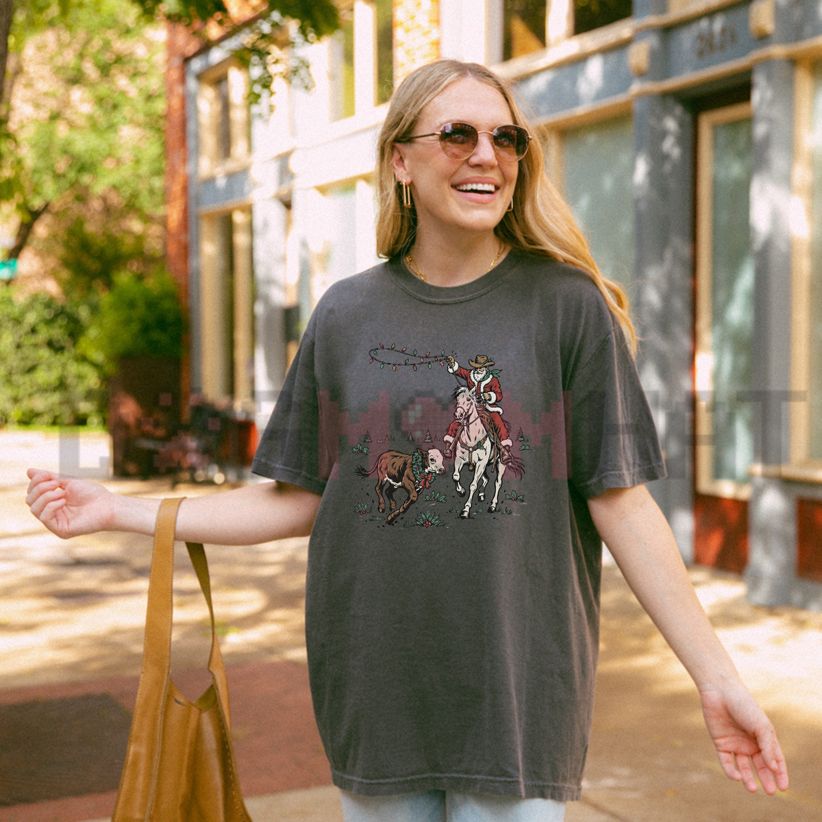 Comfort Colors Cowboy Santa Western Christmas Graphic T-Shirt