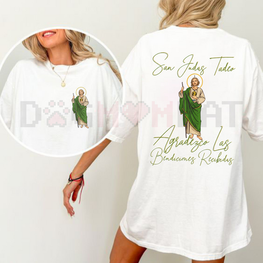 San Judas Tadeo Latino 2 Sides T-Shirt – Classic Cotton Fabric, Religious & Cultural Graphic Tee