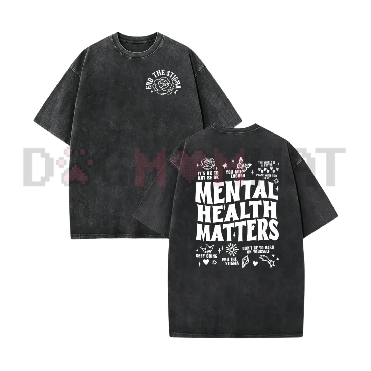 Mindful Words Double-Sided Positive Affirmation Tee - Mental Health Matters Unisex Cotton Graphic Shirt