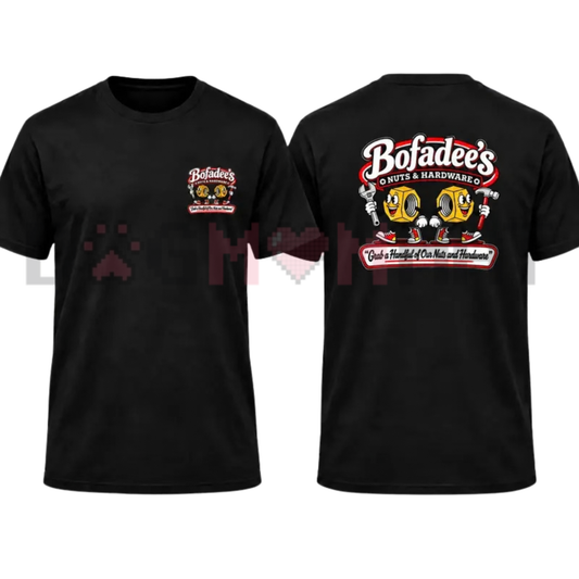 "Bofadees Nuts and Hardware" Funny Parody Graphic T-Shirt