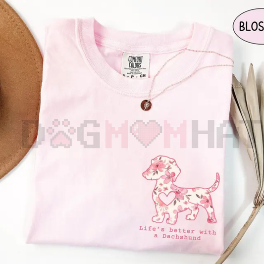 Comfort Colors Dachshund Floral T-Shirt