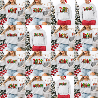 Unisex Faux Embroidery "Claus" Christmas Sweatshirt – Festive Holiday Pullover