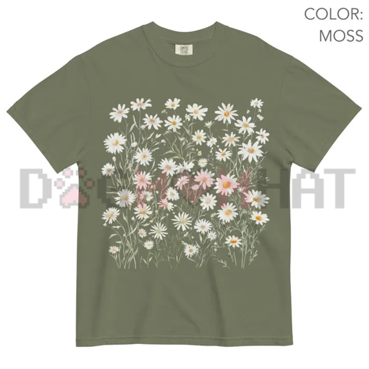 Vintage Daisy Wildflower Botanical Graphic Tee - Retro Floral Soft Cotton Unisex Cottagecore April Birth Flower Gift T-Shirt
