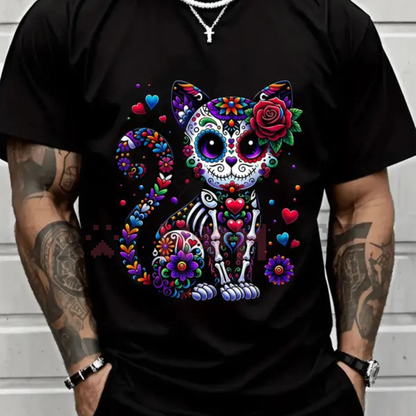 Dia de Los Muertos Cinco de Mayo Cat Sugar Skull T-Shirt – Mexican Fiesta Graphic Tee