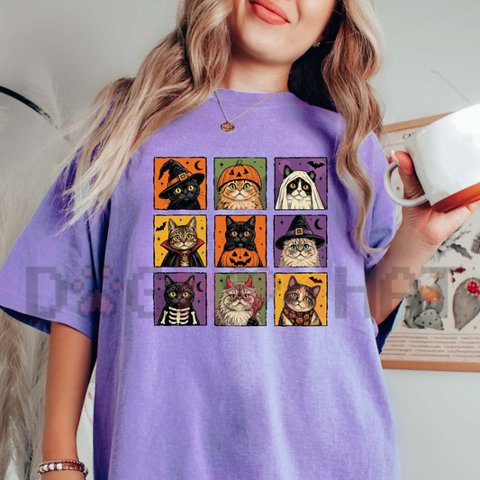 Halloween Cat Comfort Colors® Vintage Black Kitty Graphic T-Shirt