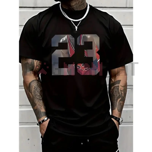 Men's 23 Graphic Printed T-Shirt – Trendy & Versatile Casual Short-Sleeved Round Neck
