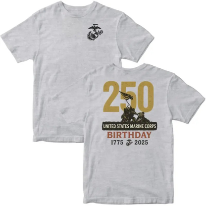 Marines 250th Birthday T-Shirt MADE IN USA – USMC 250 Year Anniversary Patriotic Tee
