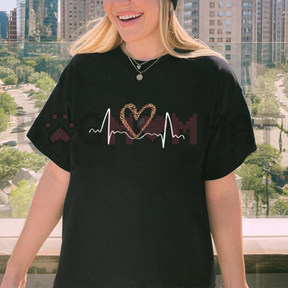 Parke Horizon Tee – Unisex Leopard Heart ECG Graphic T-Shirt