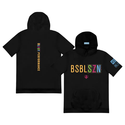 BSBL-SZN Short Sleeve Hoodie V3 - Cotton Candy Blue Athletic Streetwear Short Sleeve Pullover Hoodie