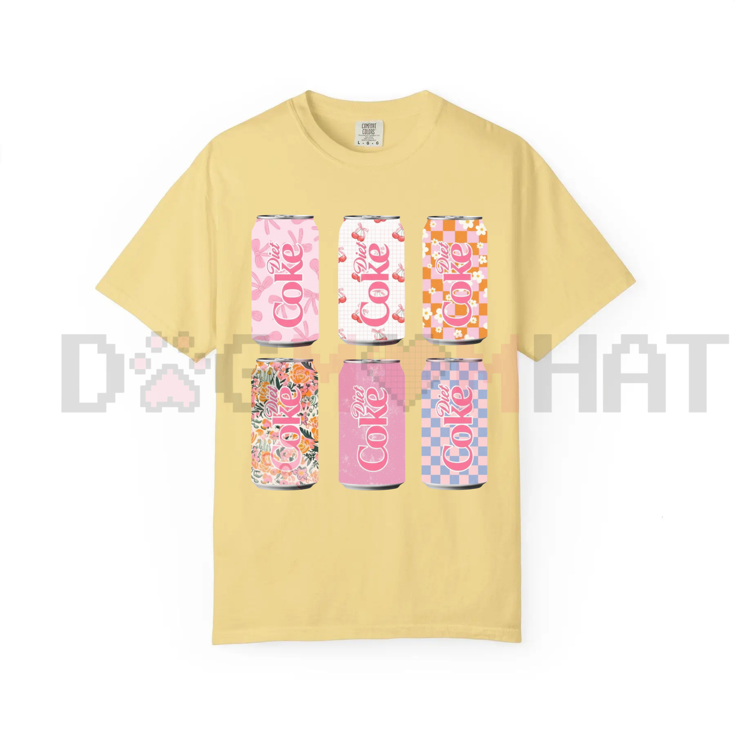 Vintage Multi Soda Cans Graphic Top – Retro Pop Art T-Shirt