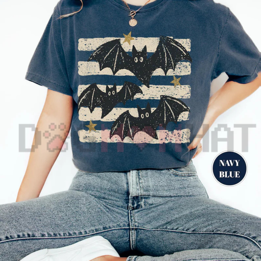 Comfort Colors® Vintage Bat Halloween T-Shirt - Retro Spooky Season Graphic Tee