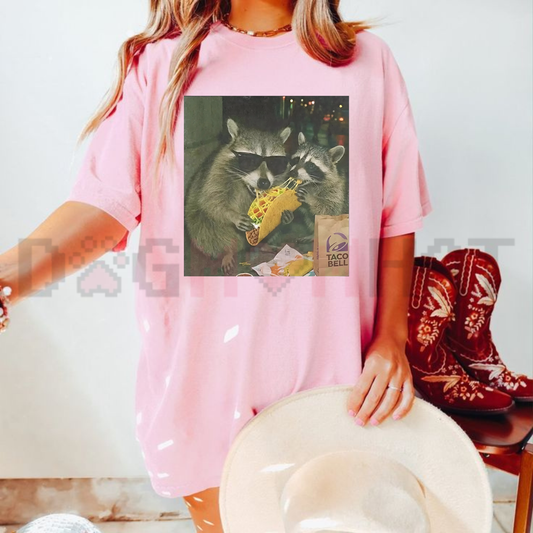 Raccoon Eating Taco Funny T-Shirt