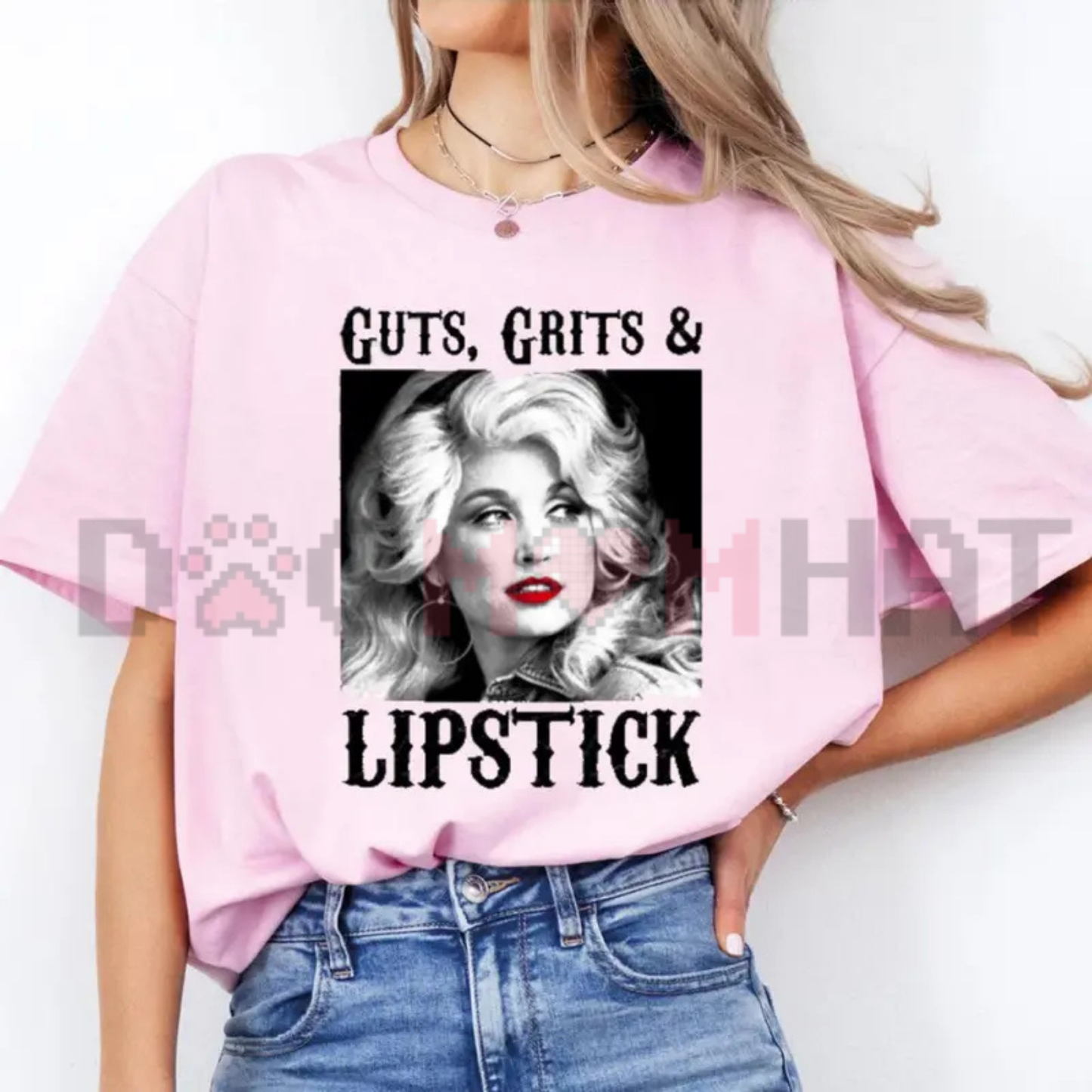 "Guts, Grit, and Lipstick" Vintage Country Music Graphic T-Shirt - Cowgirl Concert Homage Top