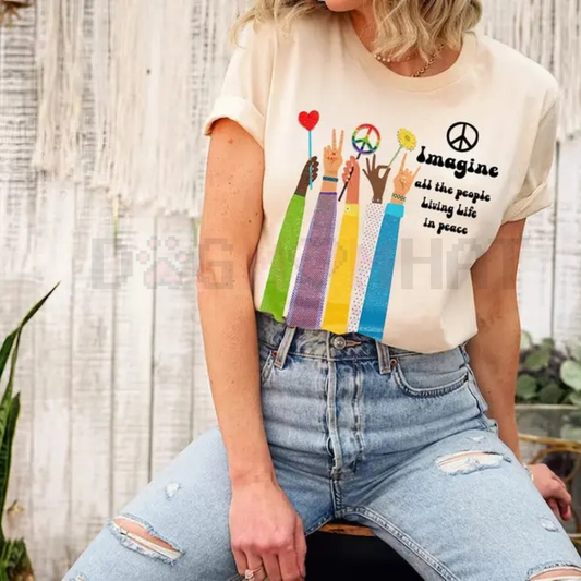 Imagine All The People Living Life In Peace Shirt – Beatles Song Lyrics Tee