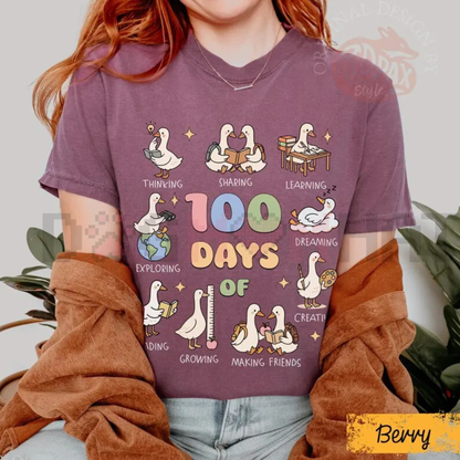 100 Days of School Goose Teacher T-Shirt