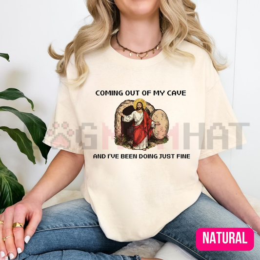 Resurrection Brightside Funny Jesus Graphic Tee - Vintage Cave Easter Rock Humor Shirt