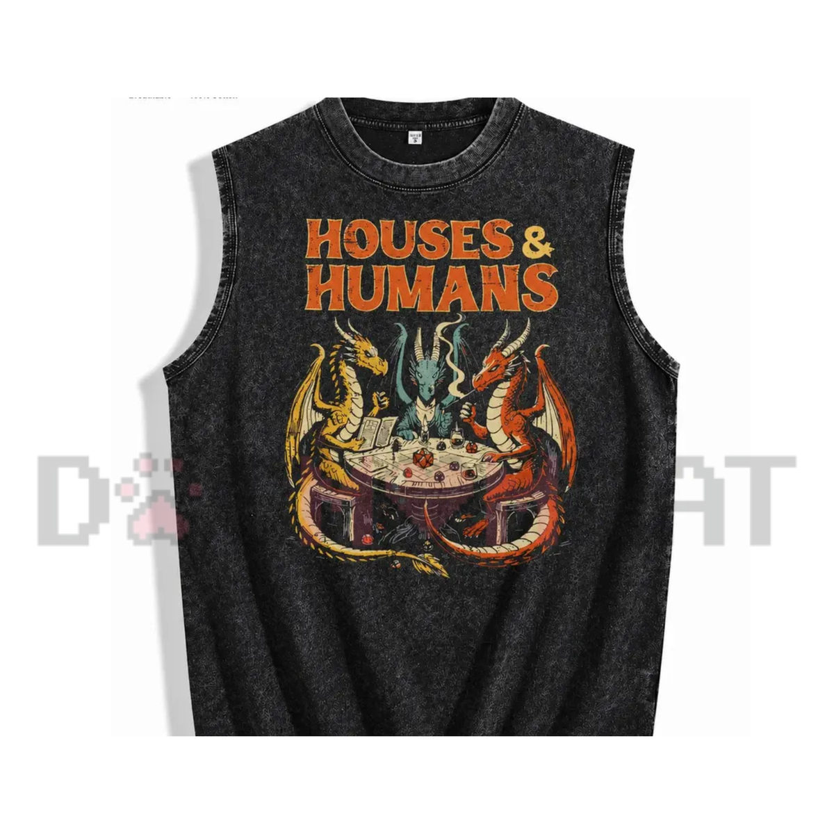 Vintage Acid-Wash Fantasy Dragon Tabletop RPG Graphic T-Shirt