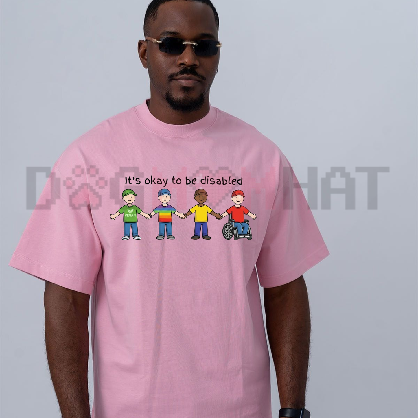 Dark Humorous Satire Graphic Tee - Funny It's Okay To Be Disabled Edgy Meme Pure Cotton Unisex Shirt