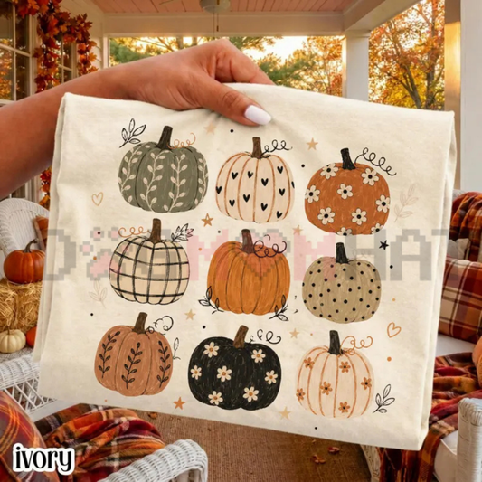 Comfort Colors® Boho Pumpkin T-Shirt - Cute Fall Pattern & Cottagecore Harvest Tee