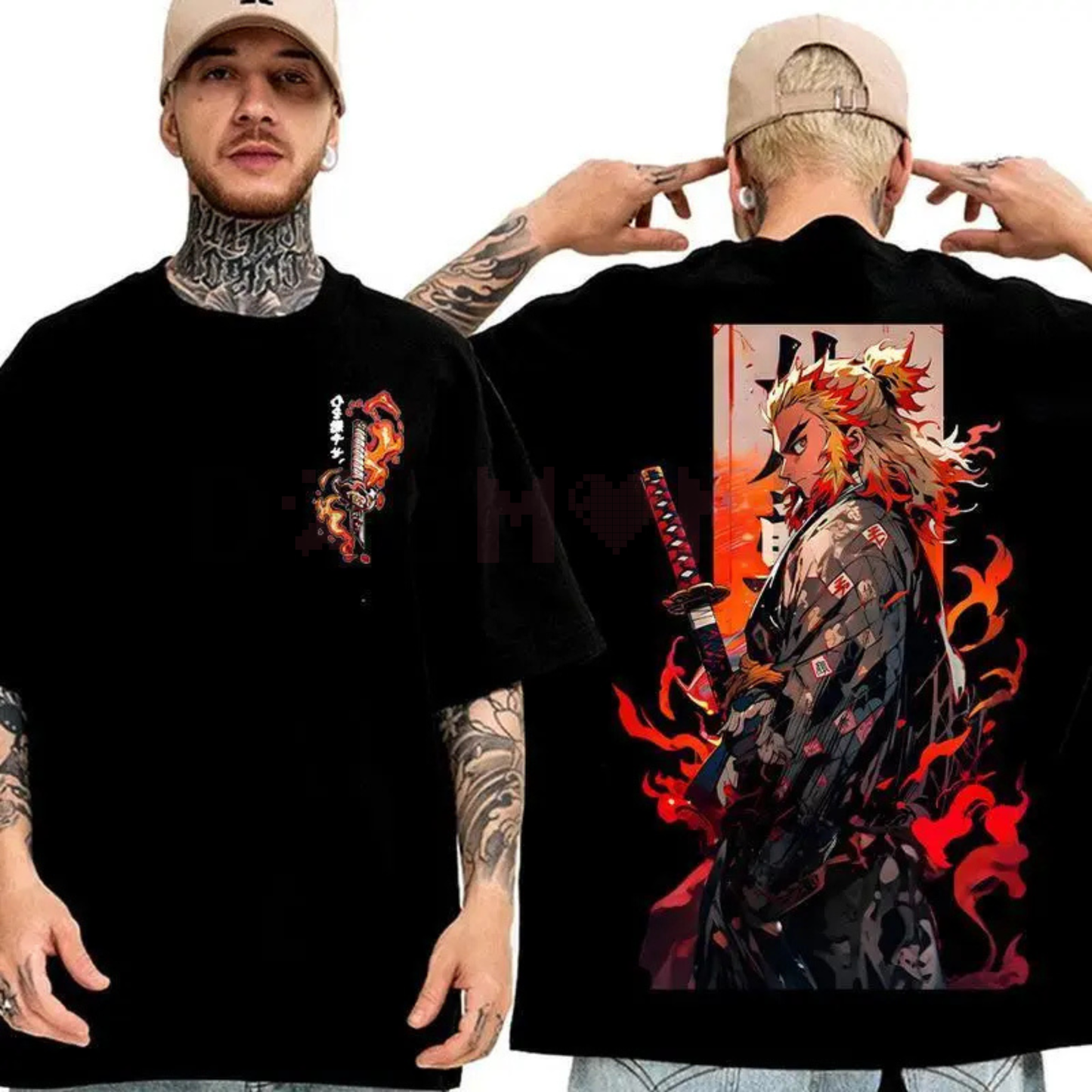 Fiery Flame Hashira Graphic Tee – Unisex Demon Slayer Rengoku Kyojuro Anime Streetwear