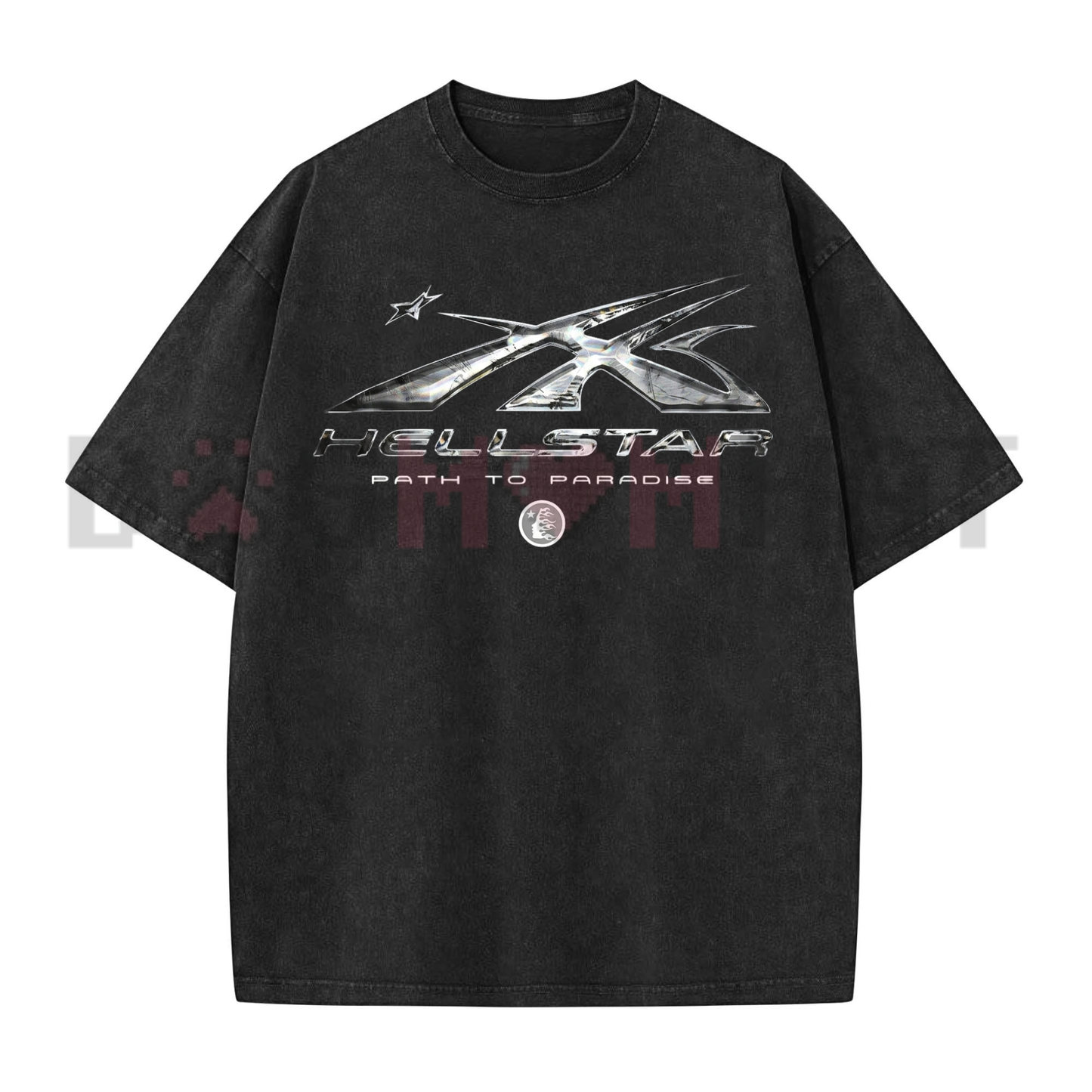 Celestial Flare Mineral Wash Tee - Retro Oversized Heavyweight Cotton Hellstar Graphic Streetwear Shirt