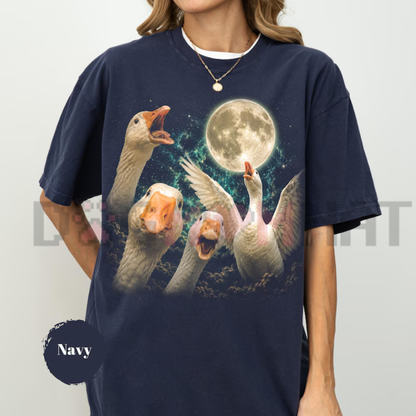 Goose Moon Vintage T-Shirt - Silly Goose Woodland Nature Graphic Tee