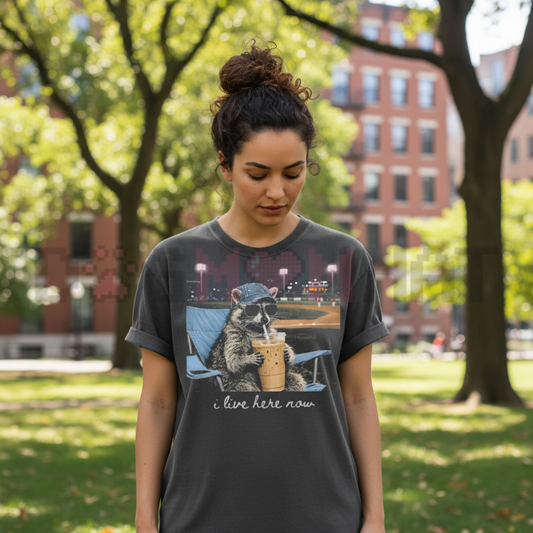 Funny Raccoon Ballfield T-Shirt – Retro Trash Panda Baseball Tee,