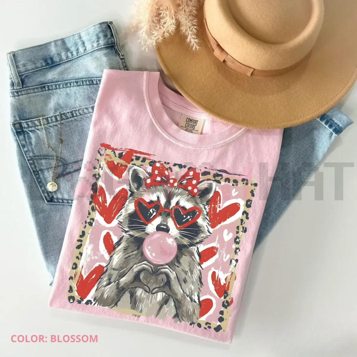 Wild Love Raccoon Tee – Leopard Print Heart Trash Panda Shirt
