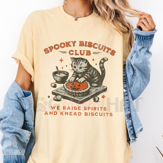 Spooky Biscuits Club Shirt – Halloween Cat T-Shirt, Pumpkin Pie Tee
