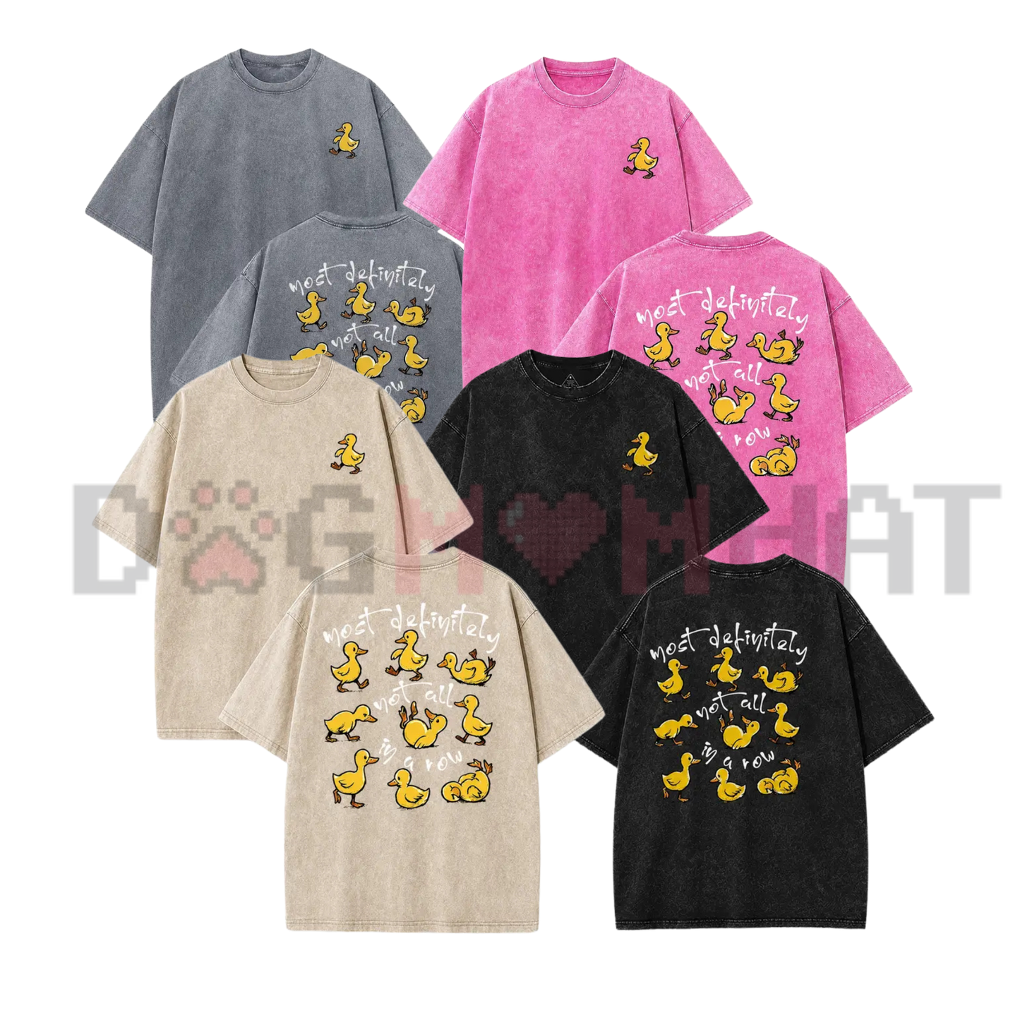 Vintage Acid Wash Pink "Ducks In A Row" Graphic T-Shirt - Y2K Chaotic Energy Streetwear Tee