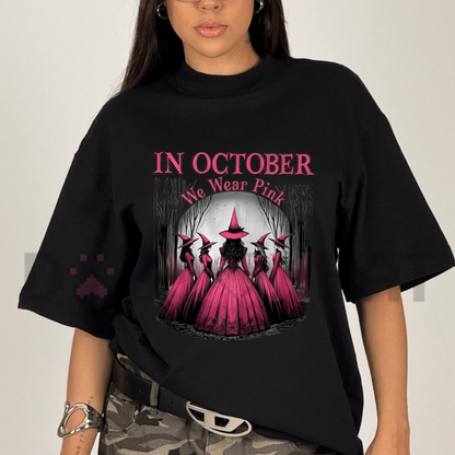 "Gothic Pink & Black Halloween Witch" Graphic T-Shirt