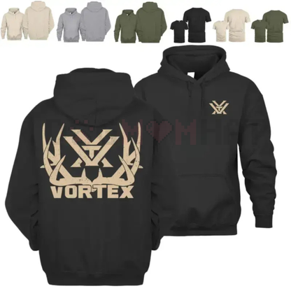 VortexOptics Hunting Hoodie – Bold Vortex Logo with Antler Design, Durable Archery & Outdoor Apparel