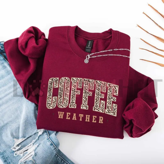 Retro Coffee Weather Sweatshirt - Fall Pumpkin Spice & Coffee Lover Pullover