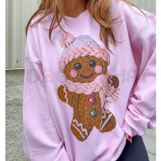 Faux-Stitch Gingerbread Christmas Sweate