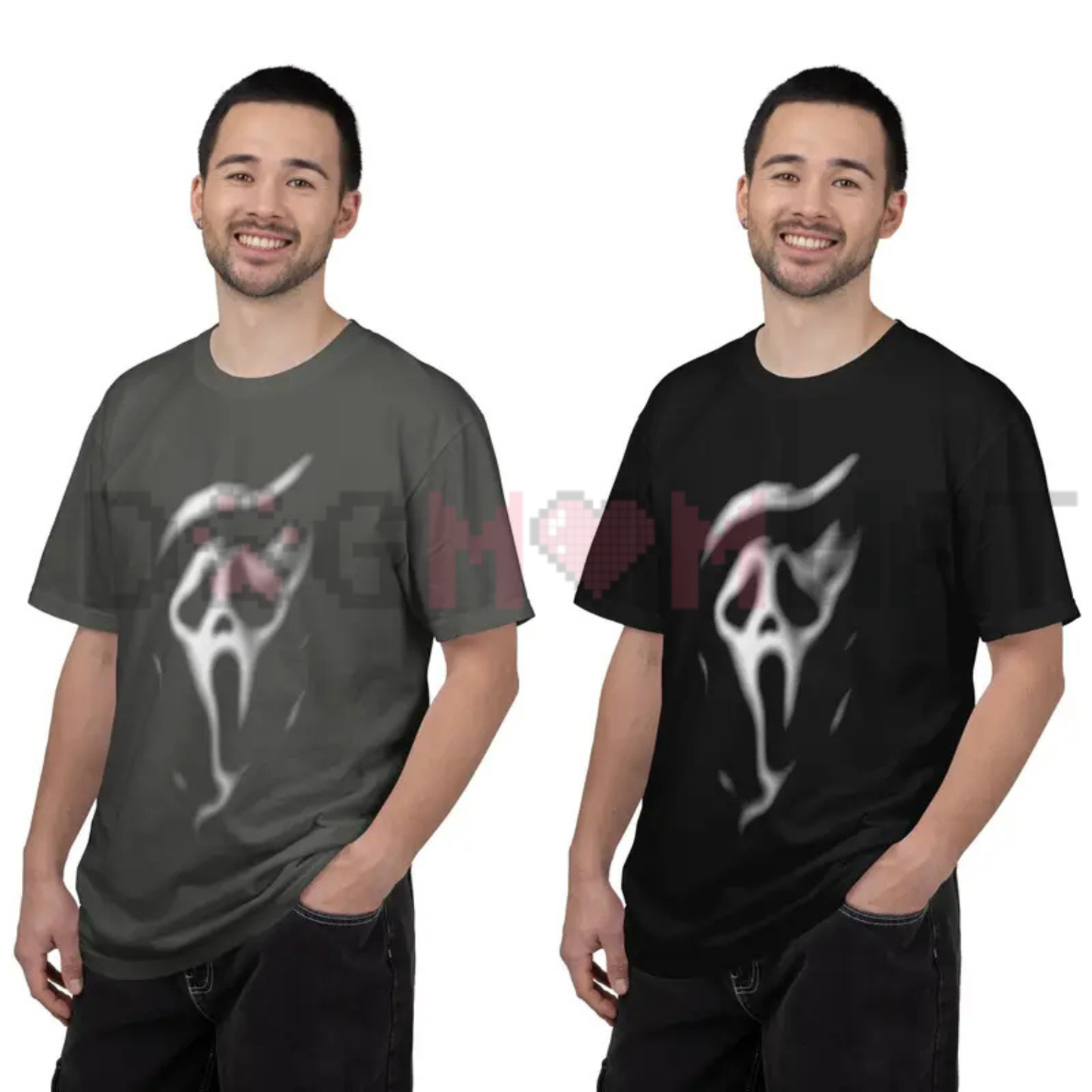 Smoky Shadow Scream Graphic Tee - Ghostface Horror Mask Comfort Colors Pure Cotton Halloween Shirt