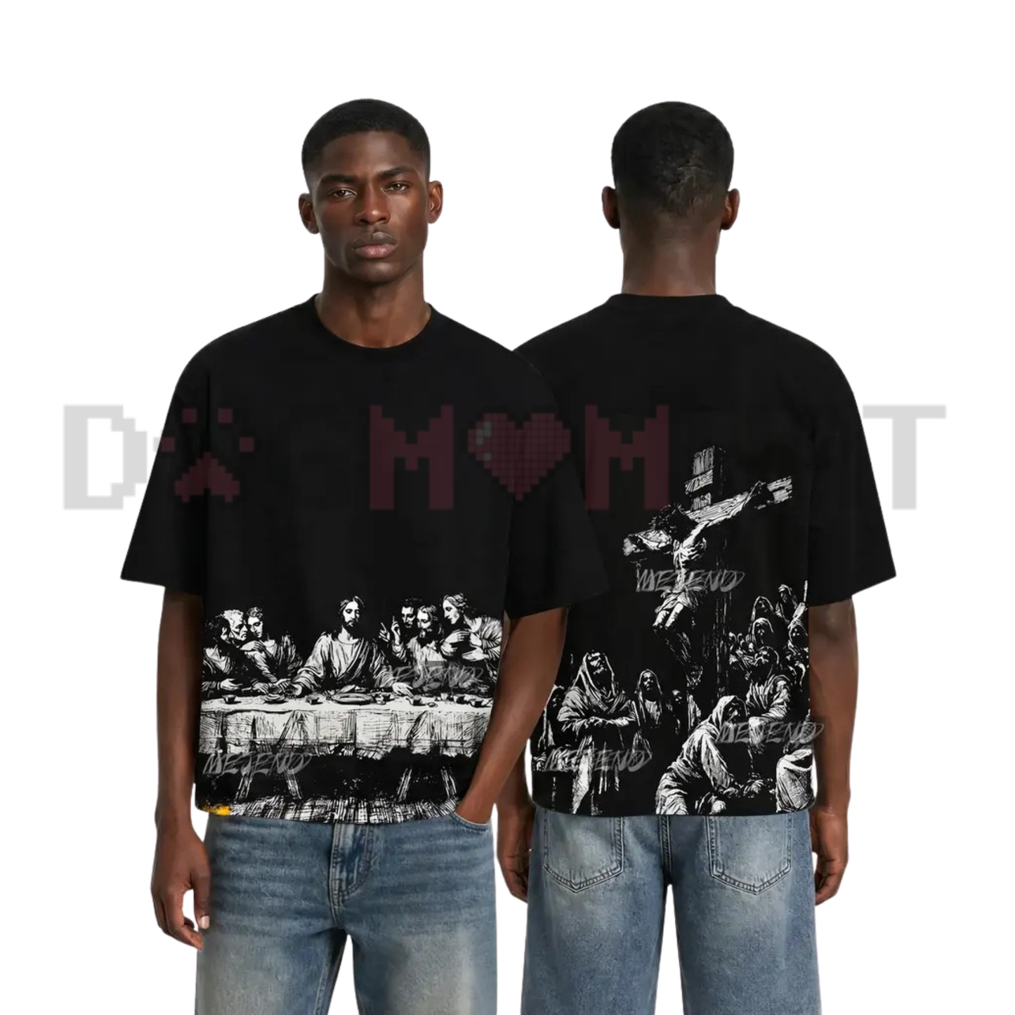 Gothic Divine Renaissance Heavyweight Wash Tee - Oversized Religious Art Streetwear Unisex Cotton Shirt