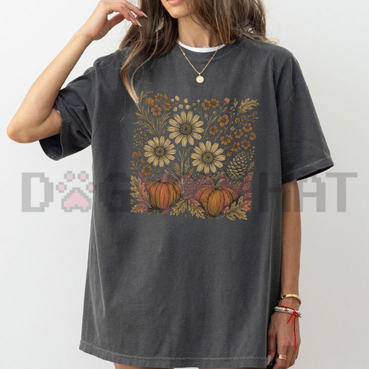 Comfort Colors® Pumpkin Sunflower Floral Fall Print Shirt – Autumn Seasonal Flower Tee