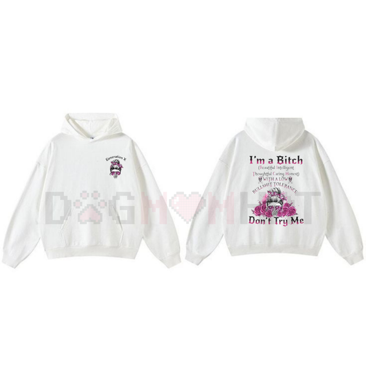 Custom Generation Skull Hoodie – Gen X, Boomers, Millennial "Don't Try Me I'm The B*tch" FAFO Slogan, Two-Sided Cotton Tee