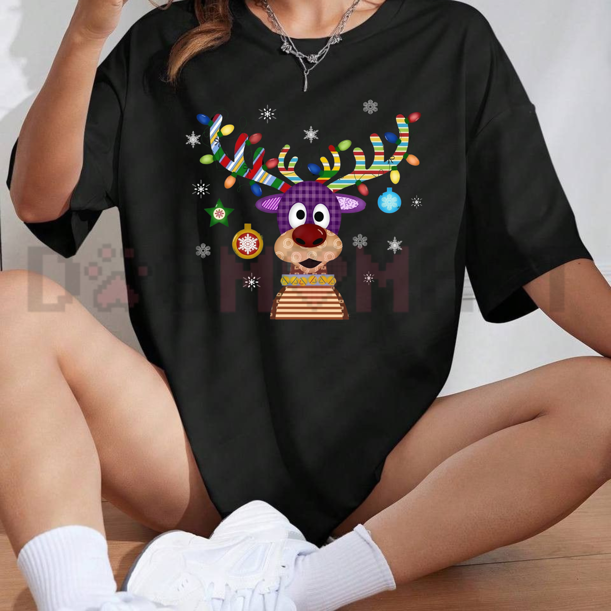 Festive Friction Tee – Funny Cute Reindeer Christmas Graphic T-Shirt