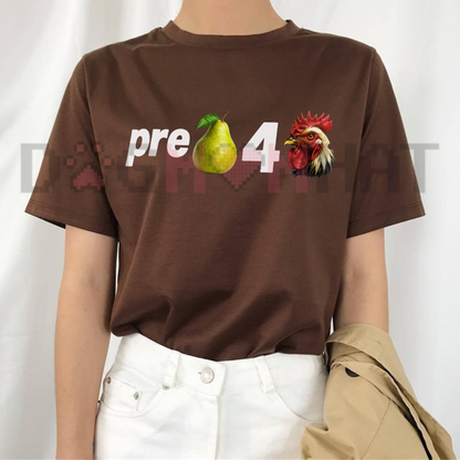 Pre Pear 4 Chicken Graphic Tee - Funny Pun Foodie Vintage Cotton Unisex T-Shirt