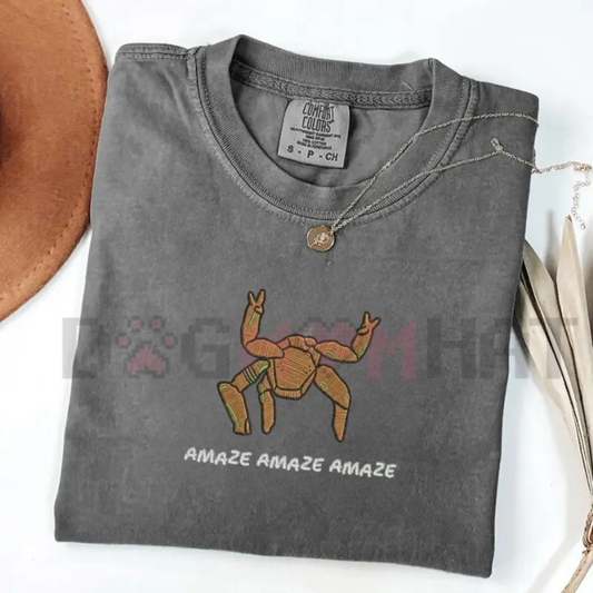 Embroidered Project Hail Mary Sci-Fi Tee - Comfort Colors Rocky "Amaze!" Custom Stitched Shirt