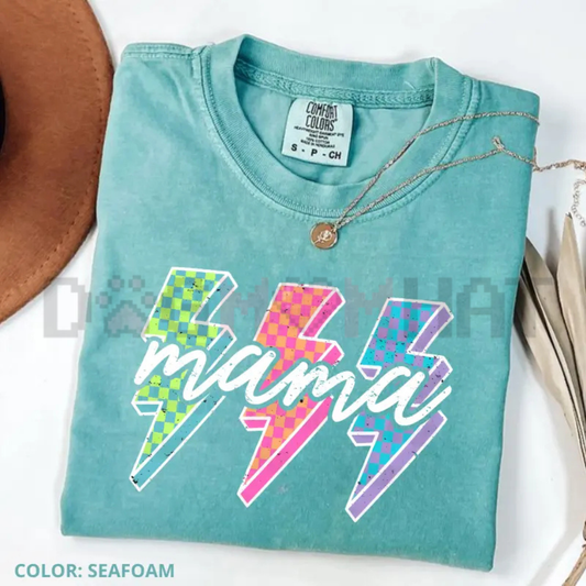 Lightning Checkered Neon Mama T-Shirt