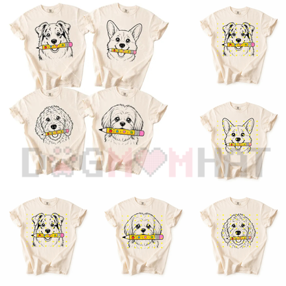 Garment-Dyed Dog Mom Educator Tee - Comfort Colors 50+ Breeds Back To School Shirt