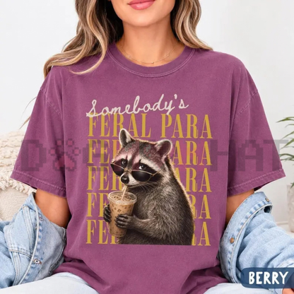 Somebody's Feral Para Funny Raccoon Graphic T-Shirt