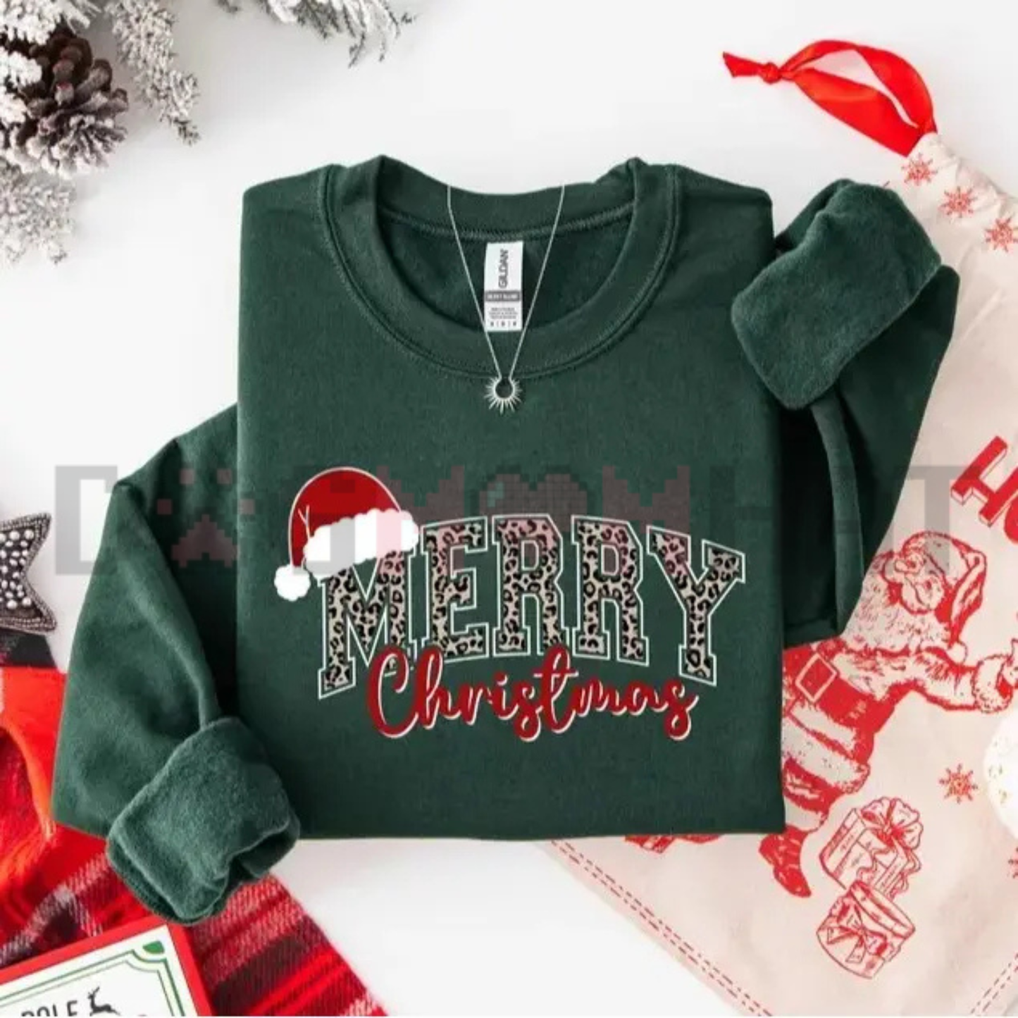 Merry Christmas Buffalo Plaid Graphic Sweatshirt - Vintage Holiday Cozy Soft Cotton Unisex Xmas Family Gift Pullover
