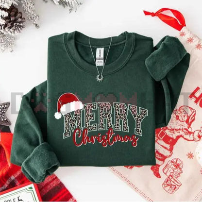 Merry Christmas Buffalo Plaid Graphic Sweatshirt - Vintage Holiday Cozy Soft Cotton Unisex Xmas Family Gift Pullover