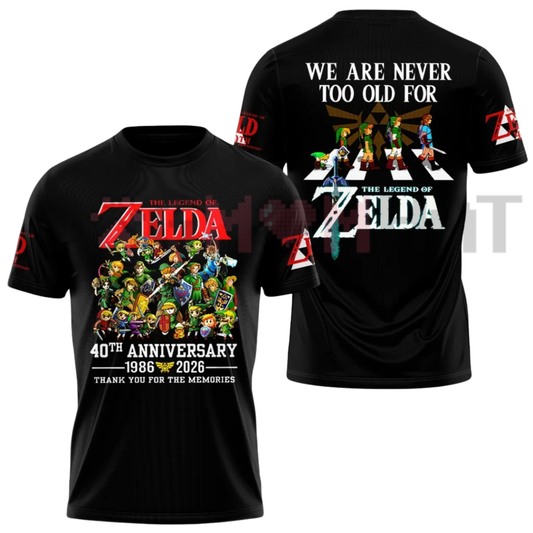 The Legend of Zelda 40th Anniversary - Commemorative Gaming Graphic T-Shirt