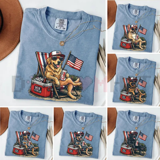 Funny 4th of July Dog Shirt – Retro Labrador & Dachshund Drinking Diet Coke Tee